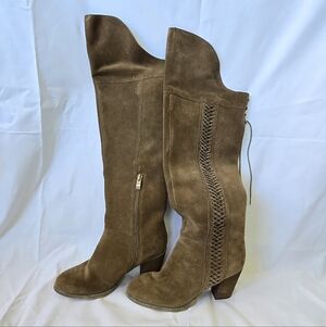 Brown Suede Knee-High Boots
